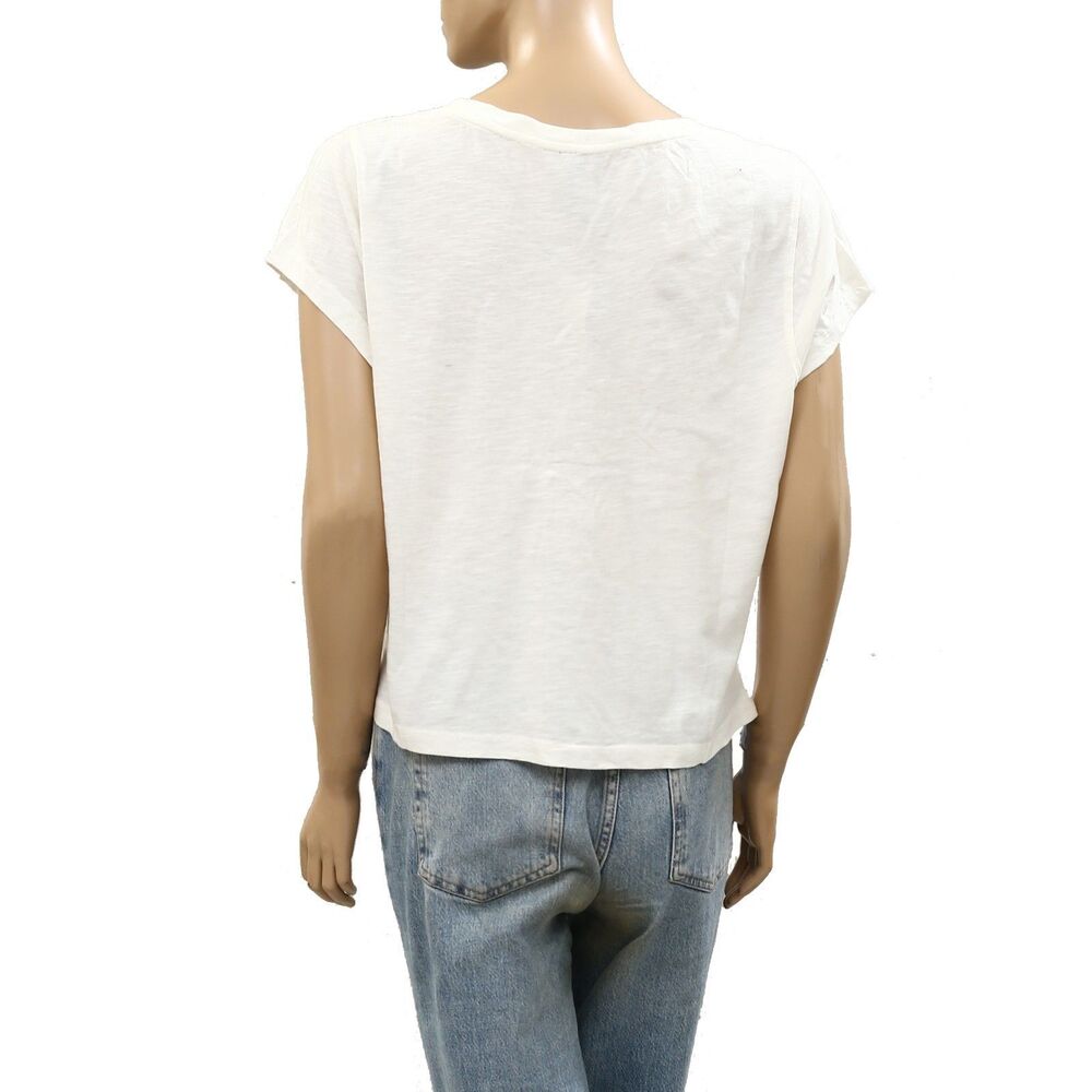 By Anthropologie Graphic Baby Tee Blouse Top Strawberry Cotton White XL 286483 - Picture 4 of 7